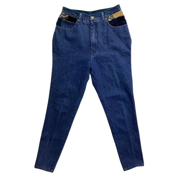 Stefano International  high waist patchwork jeans size 14 blue - Picture 1 of 8